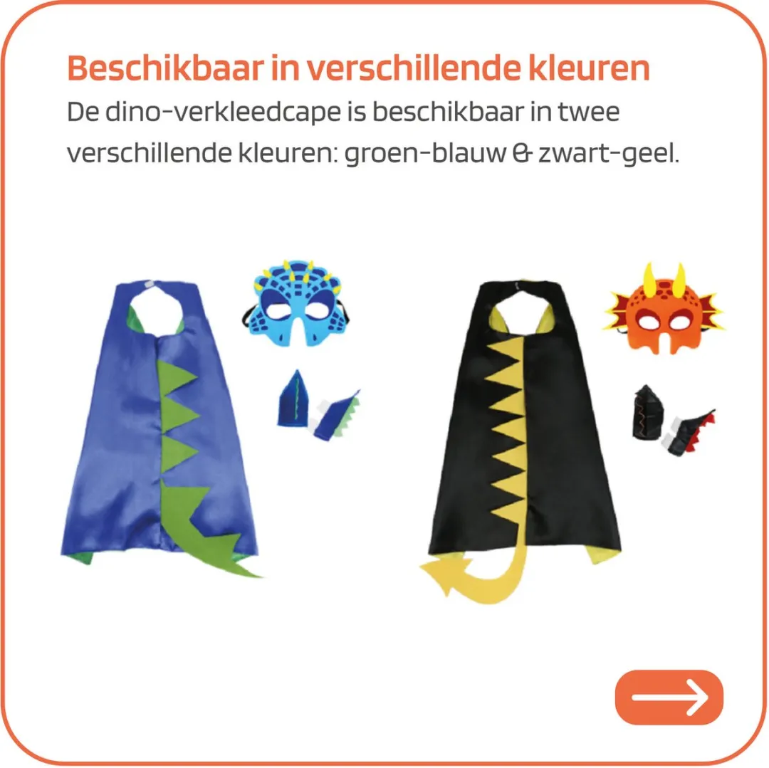 Jobber Toys Dino Pak Halloween Kostuum - One Size - Zwart/Geel/Orange/Rood