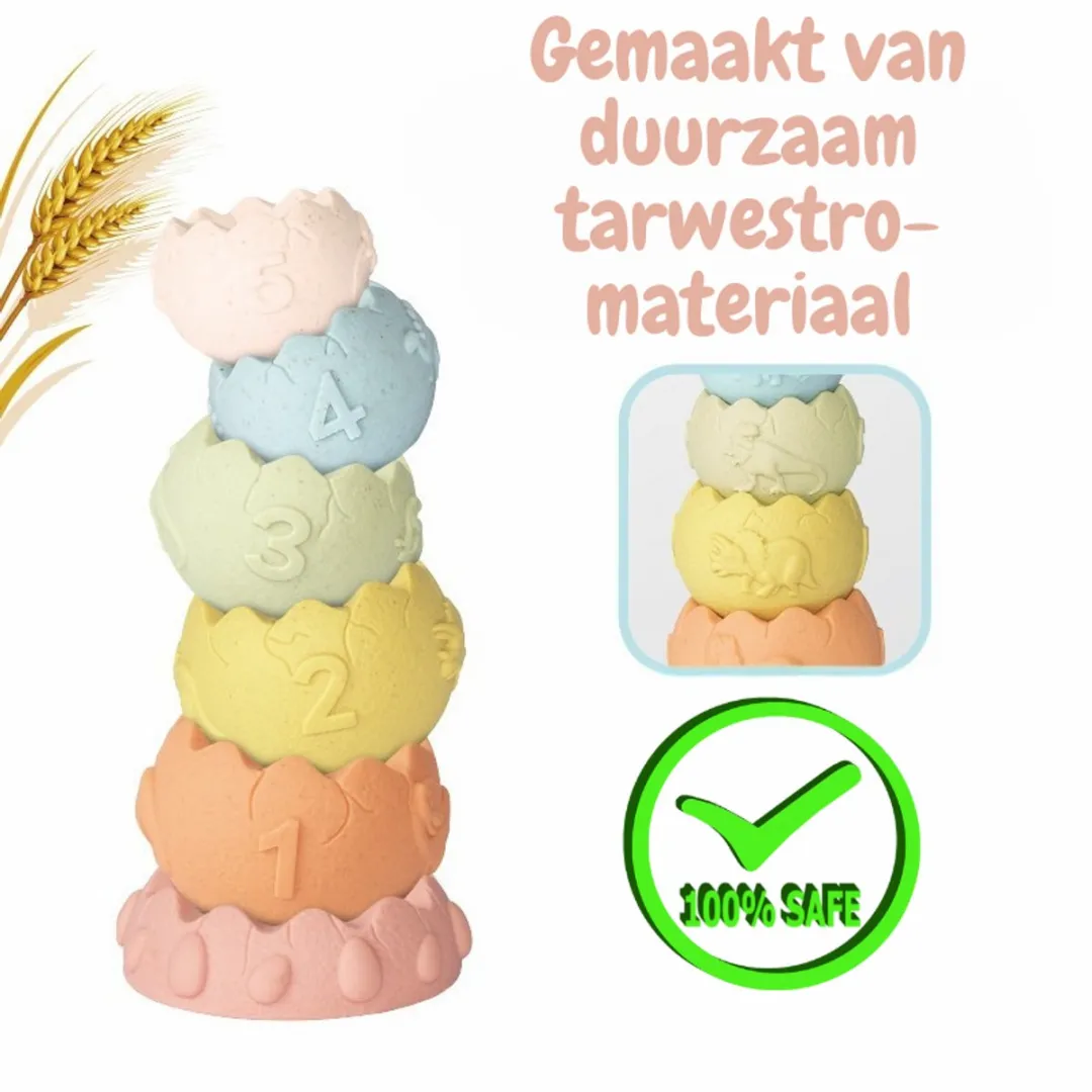 MagicToys - Educatief Stapelspeelgoed | Badspeelgoed | Buitenspeelgoed | Dino Eieren Stapelset vanaf 6 Maanden