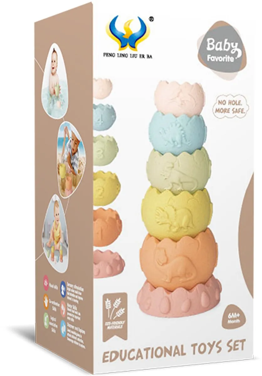 MagicToys - Educatief Stapelspeelgoed | Badspeelgoed | Buitenspeelgoed | Dino Eieren Stapelset vanaf 6 Maanden