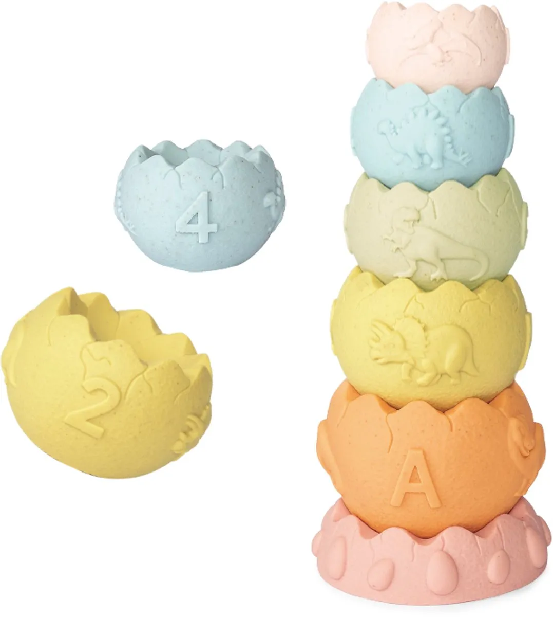 MagicToys - Educatief Stapelspeelgoed | Badspeelgoed | Buitenspeelgoed | Dino Eieren Stapelset vanaf 6 Maanden