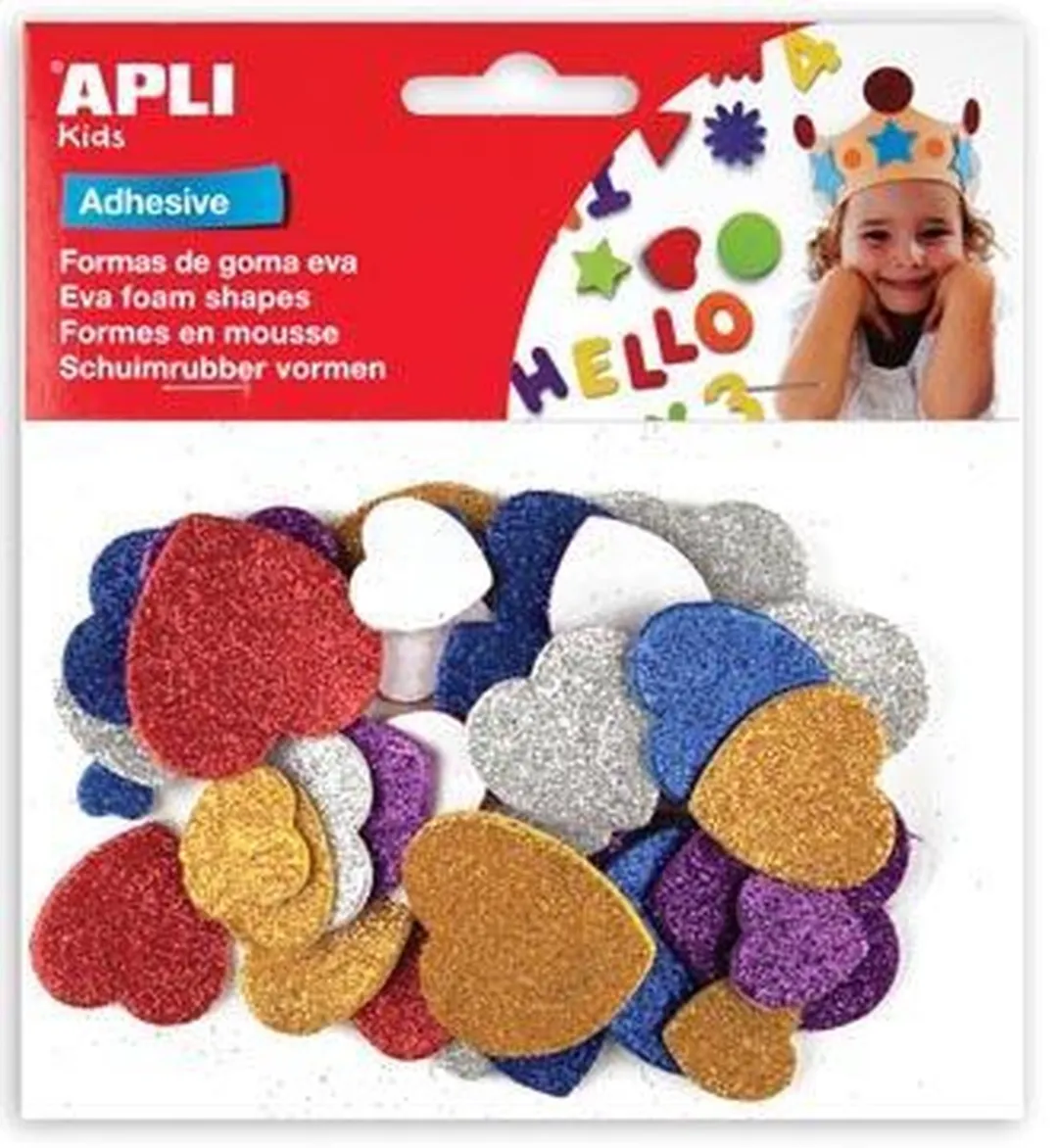 Apli Kids Zelfklevende Glitter Hartjes - 50 Stuks