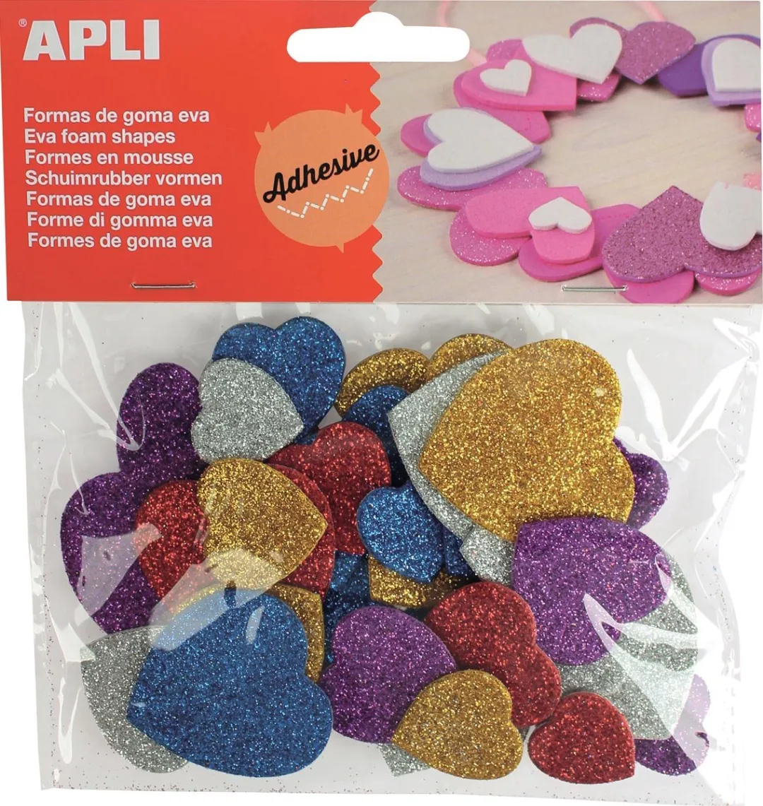 Apli Kids Zelfklevende Glitter Hartjes