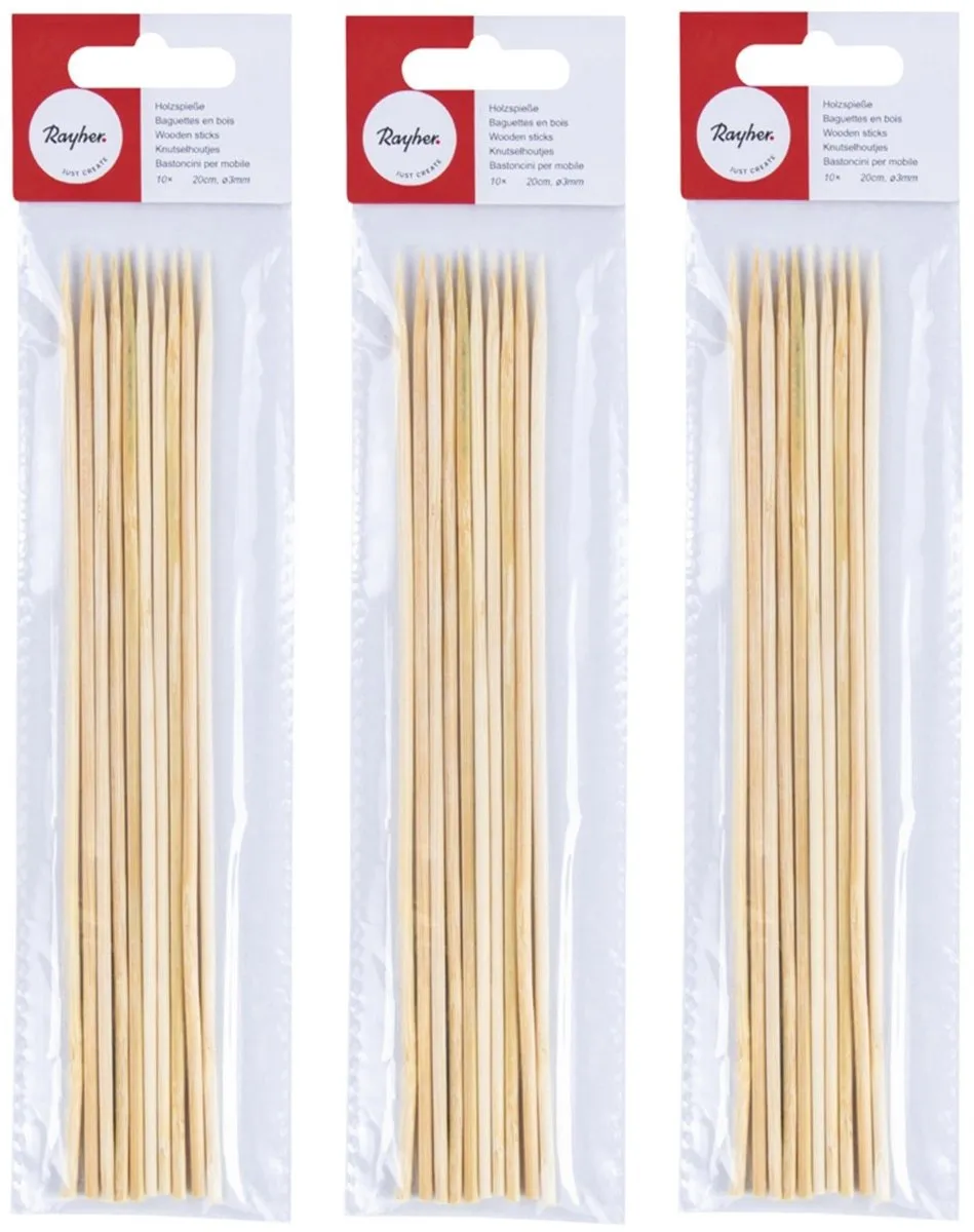 Rayher Naturél Knutselhoutjes 30 Stuks - 20cm x 3mm - Beige