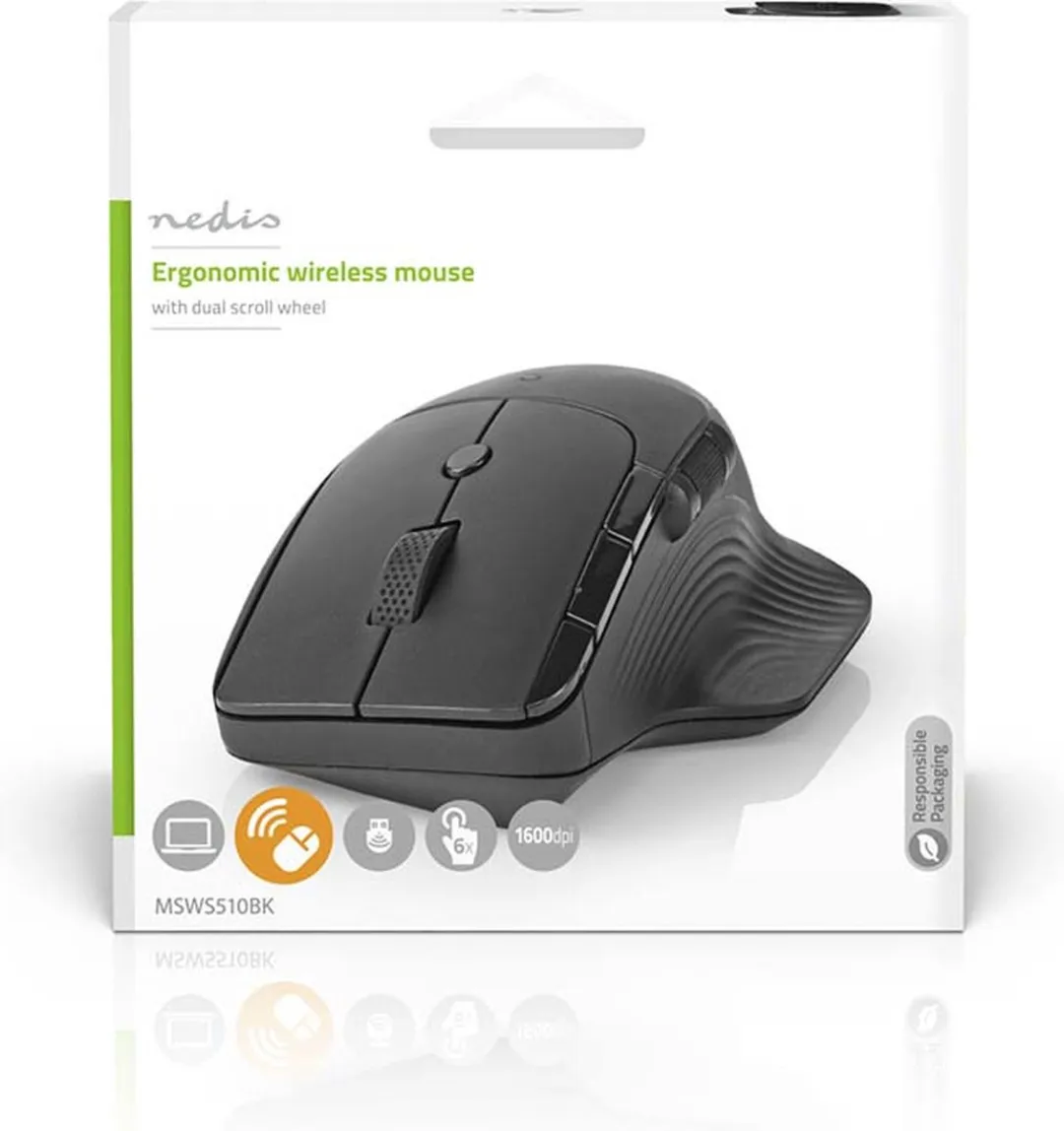 Nedis MSWS110BK Draadloze Muis - 6 Knoppen - Zwart