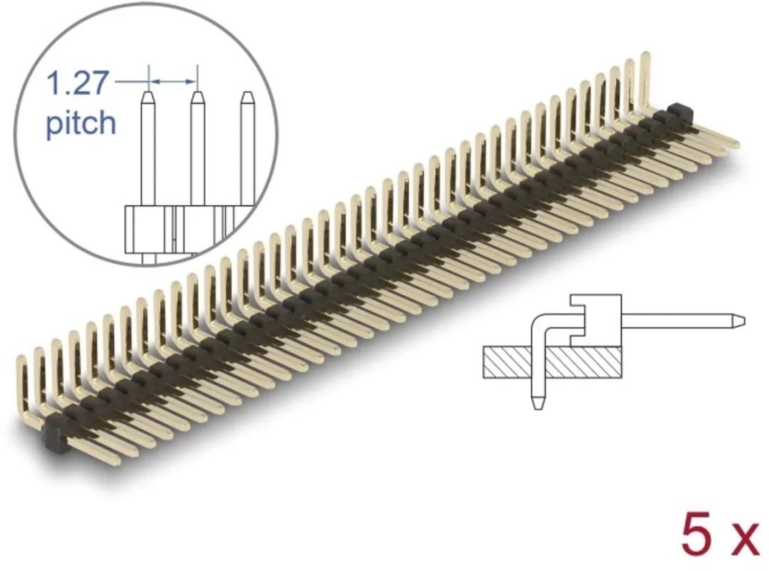 Delock Pinheader 40-pin 1.27mm 5 Stuks