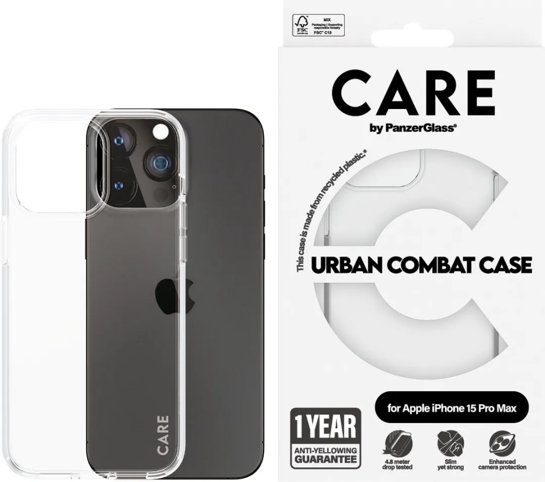 PanzerGlass CARE Urban Combat Case iPhone 15 Pro Max - Transparant - 1424