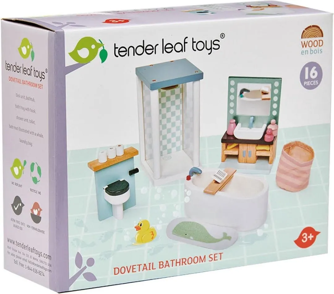 Tender Leaf Toys Meubeltjes Badkamer Poppenhuis - Blauw