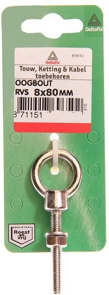 Deltafix Oogbout 8x80mm RVS