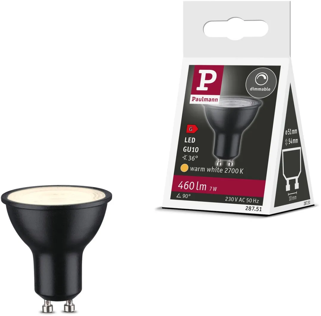 Paulmann Standaard LED Spot GU10 7W 460lm - Zwart mat