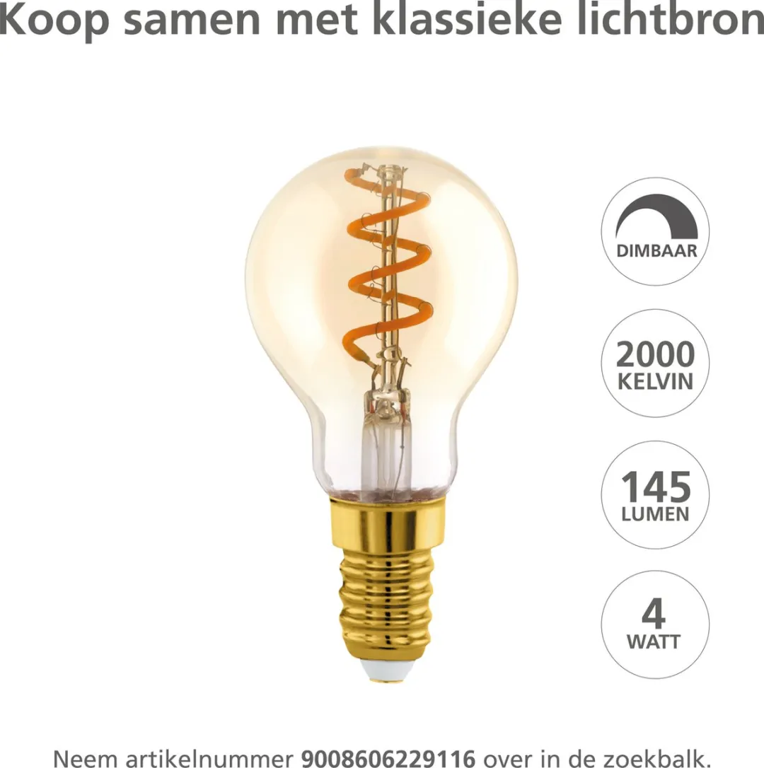EGLO Erseka Hanglamp - E14 - Staal|Glas - Goud