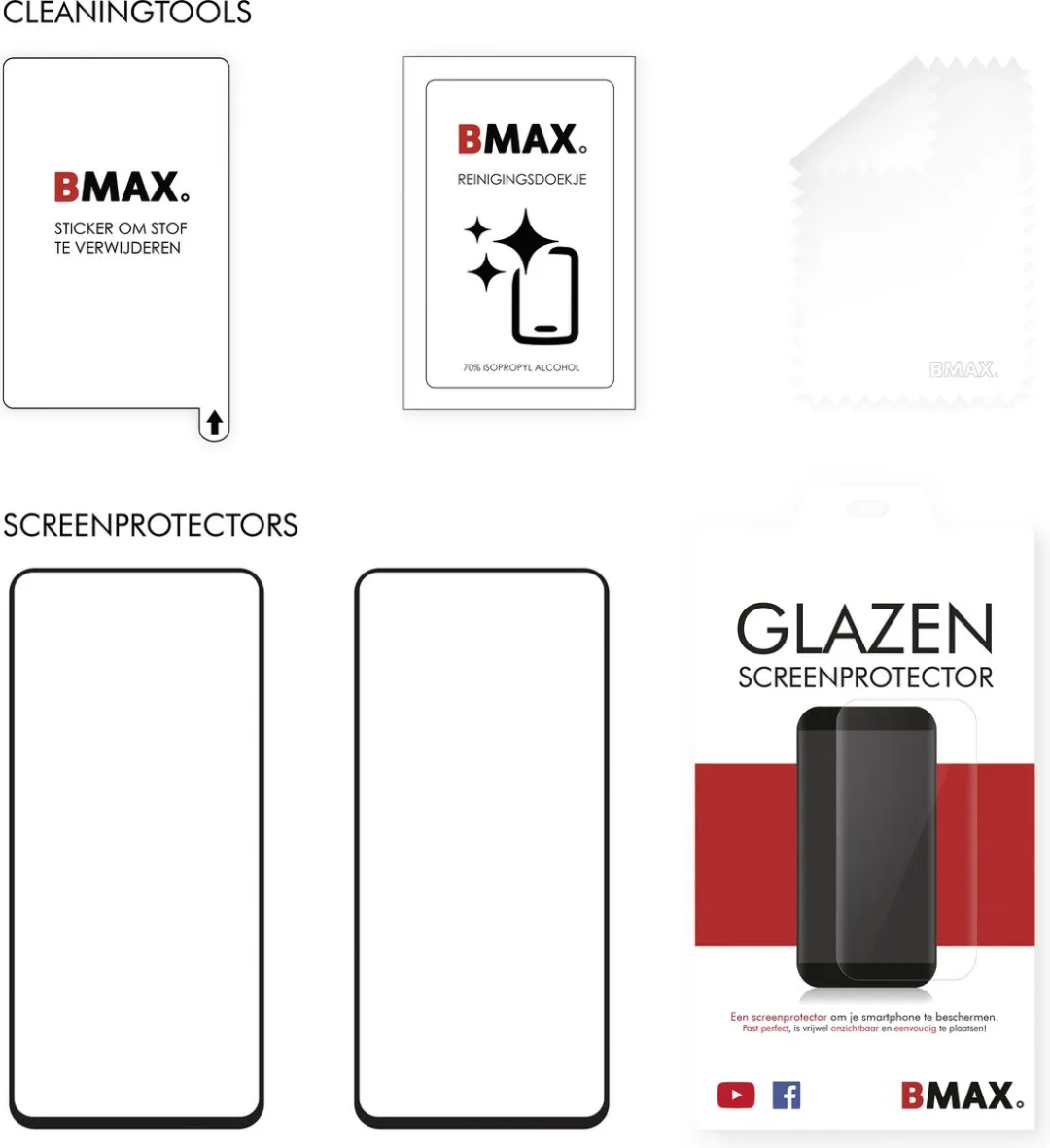BMAX Screenprotector Glas voor Xiaomi Redmi 10 - 2 Stuks - Zwart