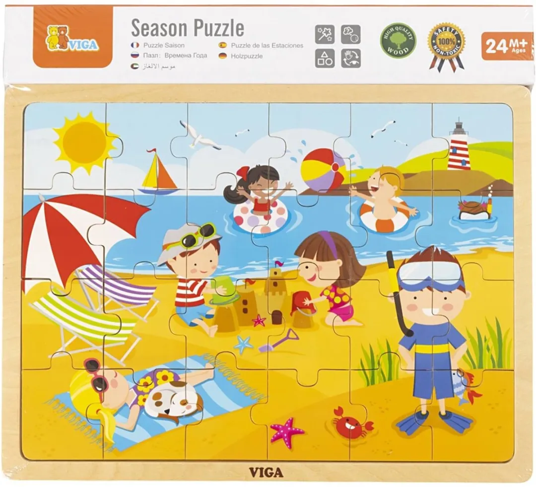 Viga Toys Legpuzzel Four Seasons Zomer - 35 Stukjes - Multicolor