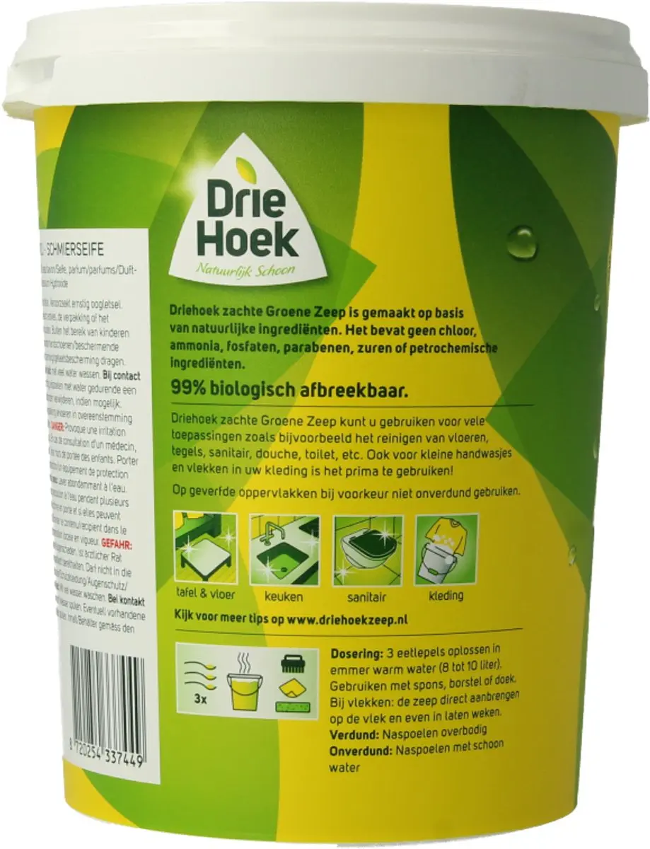 Driehoek Zachte Groene Zeep - 900g - afbeelding 2 van 5