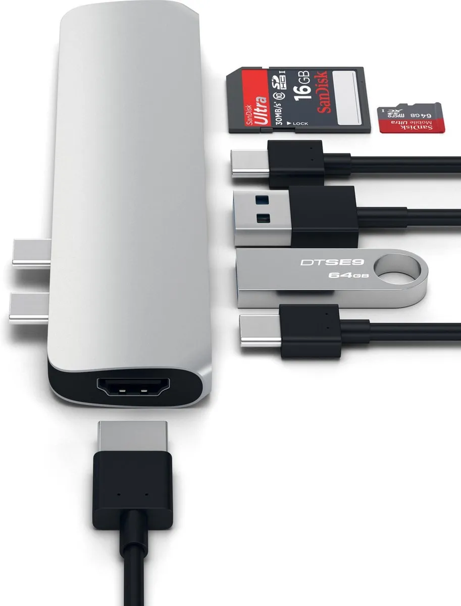 Satechi Type-C PRO Hub - 4K HDMI - Silver