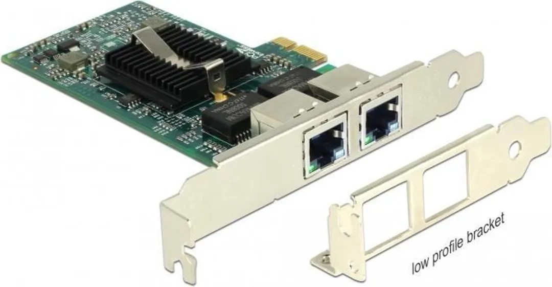 Delock PCIe 2x RJ45 Gigabit LAN i82576 - Zwart