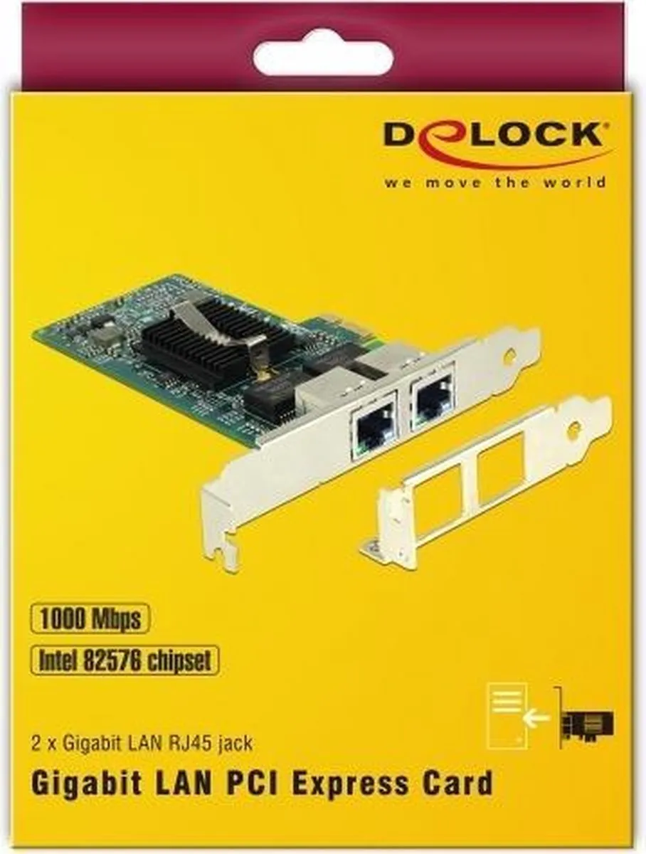 Delock PCIe 2x RJ45 Gigabit LAN i82576 - Zwart - afbeelding 6 van 6
