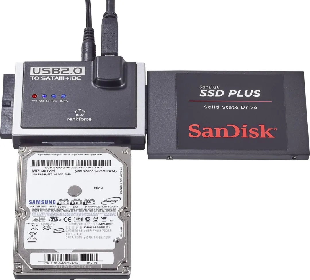 Renkforce HDD Adapter RF-3833985 - USB-A 2.0 naar IDE/SATA - Zwart