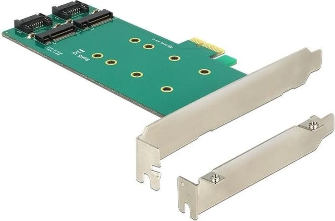 Delock PCIe x1 Kaart 2x M.2 Key B 110mm - Low Profile - Groen/Zilver