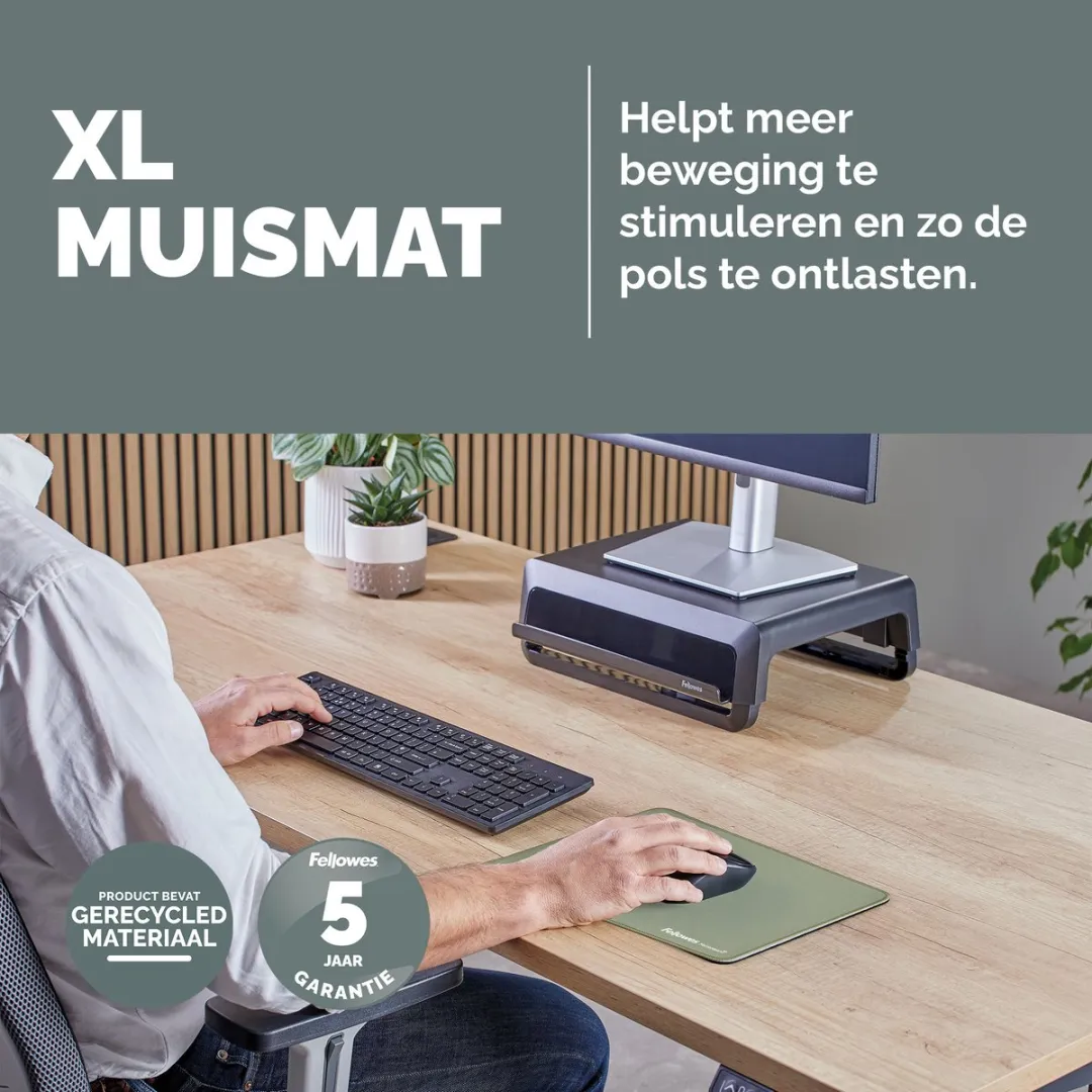 Fellowes Breyta Muismat XL Saliegroen - 83% Gerecycled - afbeelding 6 van 6