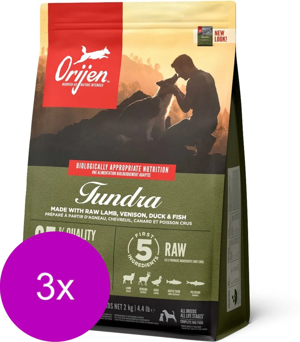 Orijen Whole Prey Tundra Geit & Zwijn Hondenvoer - 3x2kg