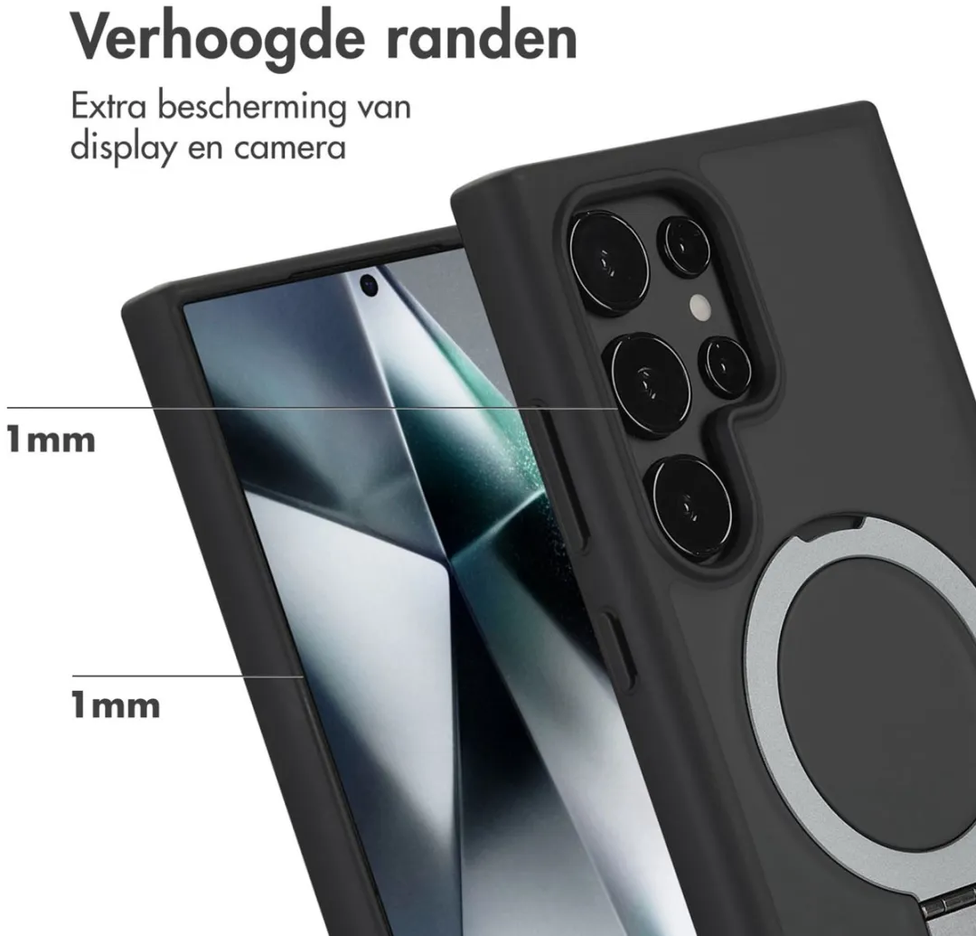 Accezz Hoesje Samsung Galaxy S24 Ultra Magnetische Ring - Zwart