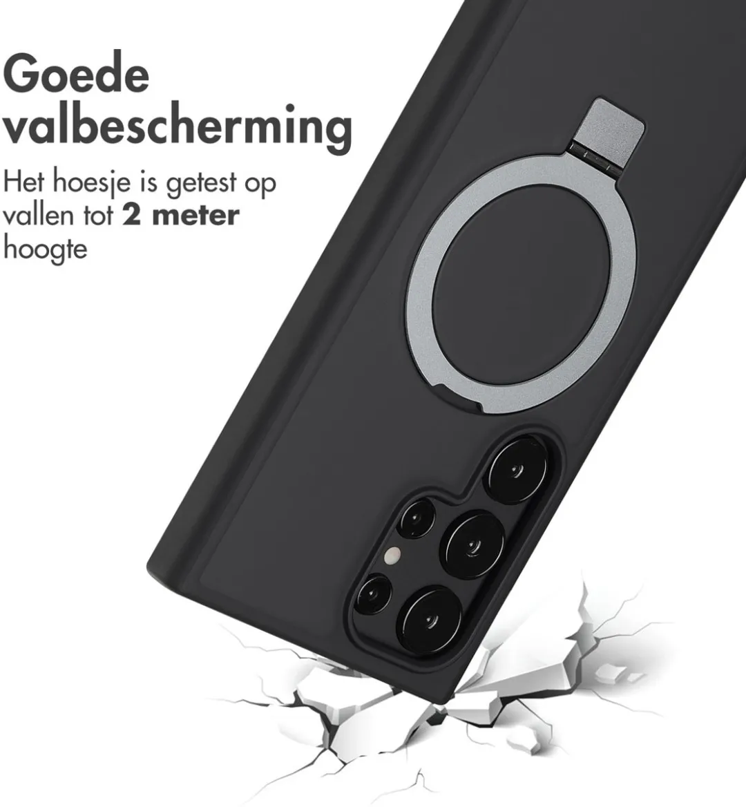 Accezz Hoesje Samsung Galaxy S24 Ultra Magnetische Ring - Zwart