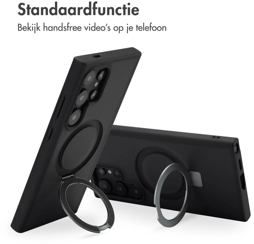 Accezz Hoesje Samsung Galaxy S24 Ultra Magnetische Ring - Zwart