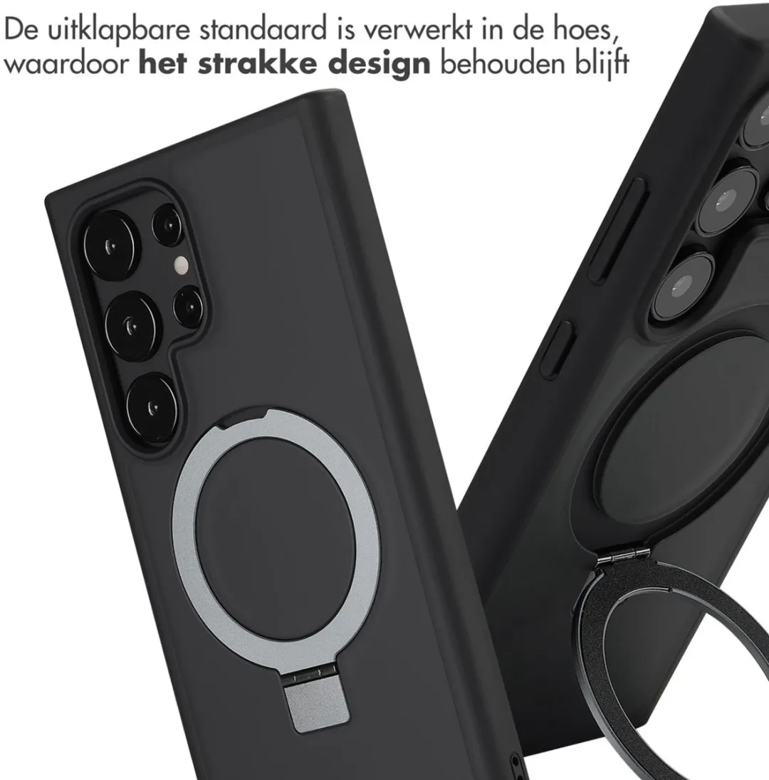 Accezz Hoesje Samsung Galaxy S24 Ultra Magnetische Ring - Zwart