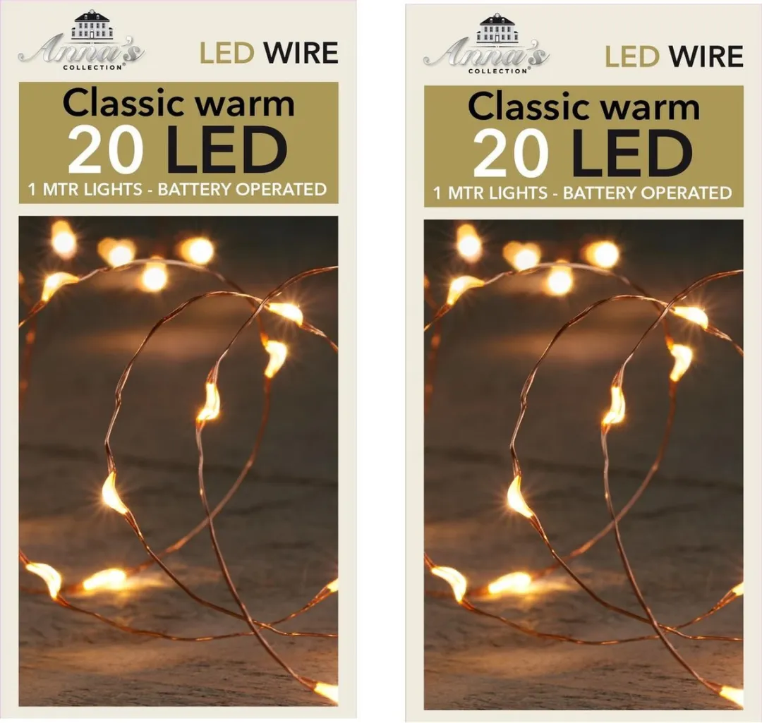 Anna's Collection Draadverlichting Set 4x - 20 LED Warm Wit 100cm - afbeelding 4 van 4