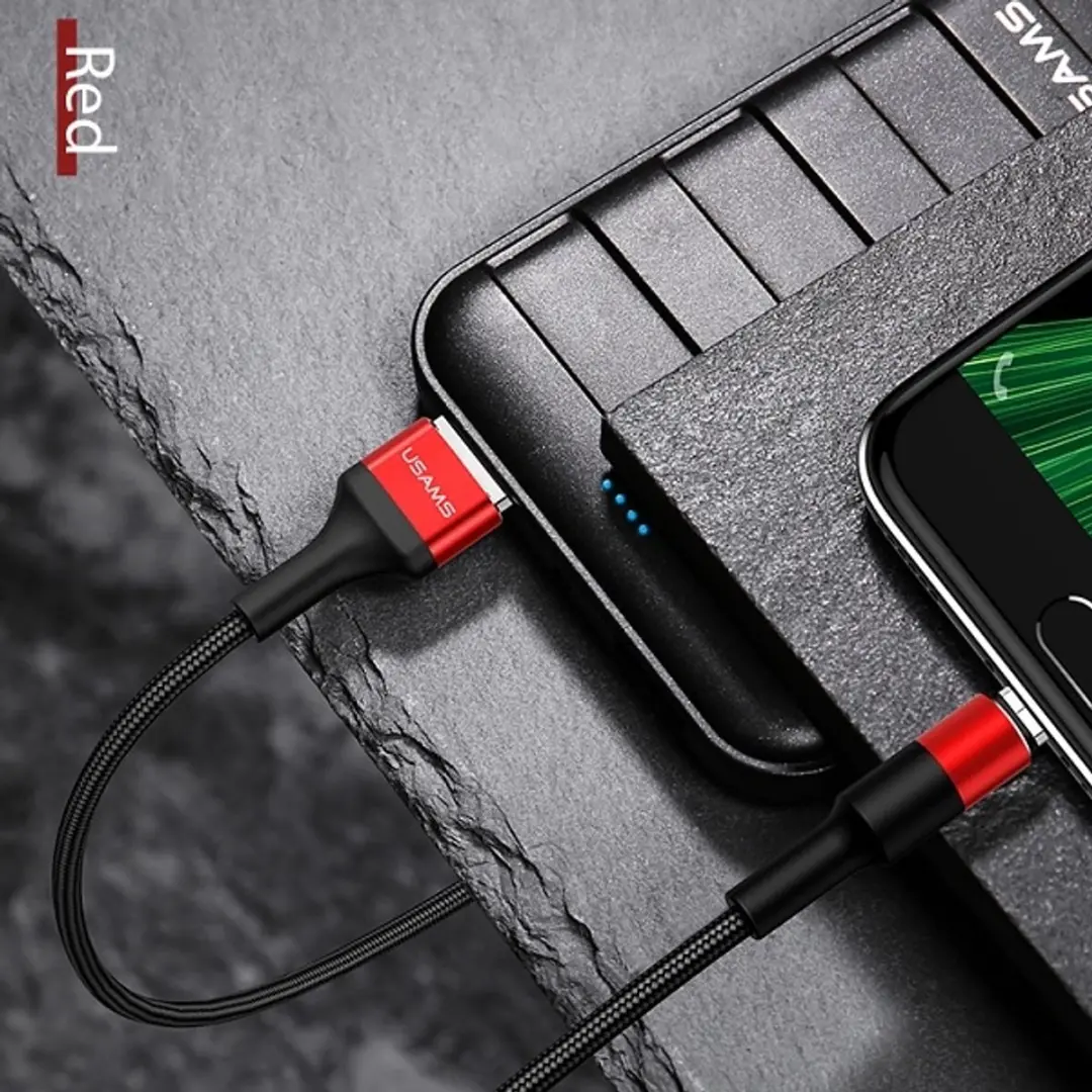 USAMS U5 Micro USB Kabel 1,2m - Rood - afbeelding 2 van 5