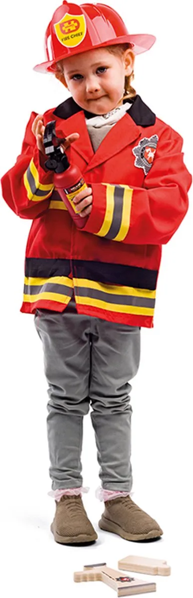BIGJIGS Brandweer Verkleedset 3-5 jaar - Rood