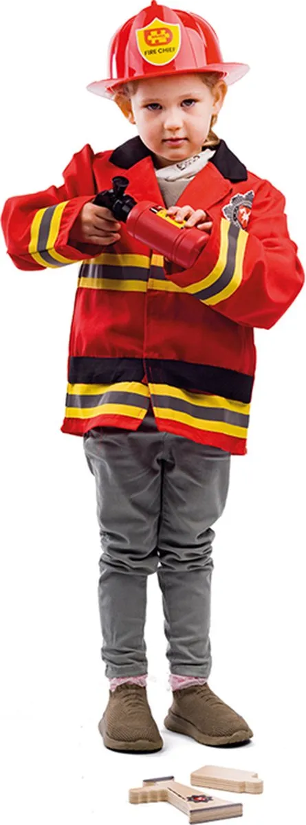 BIGJIGS Brandweer Verkleedset 3-5 jaar - Rood