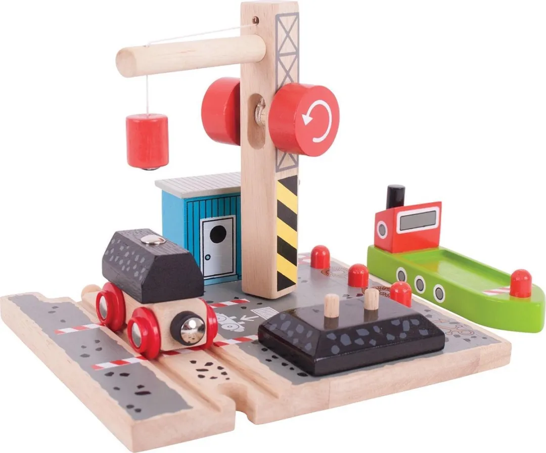 BIGJIGS Houten Treinrails Haven Kolen Laadstation BJT257