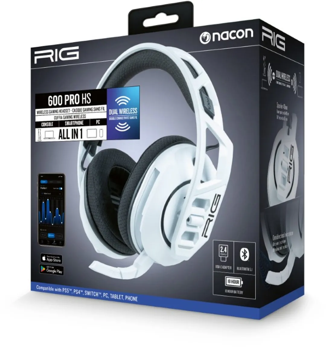 Nacon RIG 600 PRO HS Dual Wireless Headset voor PS5 - Wit