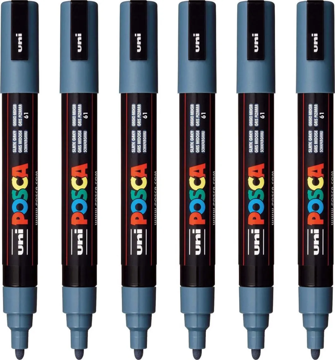 Posca PC-5M Stiften - Leigrijs - 6 Stuks