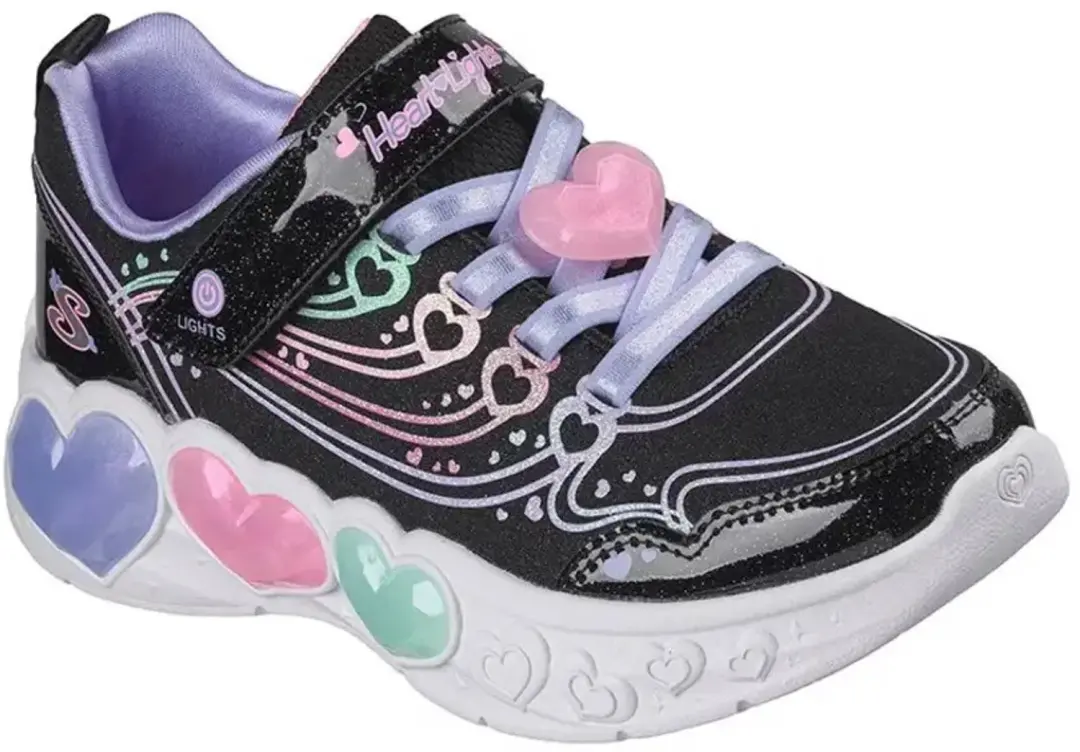 Skechers Enchanted Heart Lights Kinderschoenen - Zwart/Multi - afbeelding 4 van 6