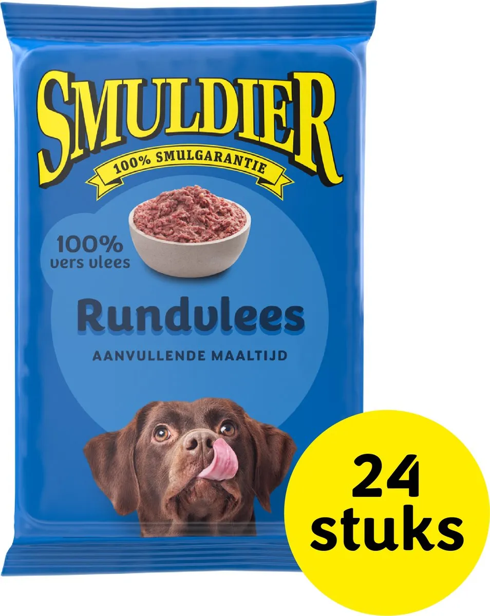 Smuldier Rundvlees 400g | 24 st. | aanvullend | diepvries hondenvoer | vers vlees
