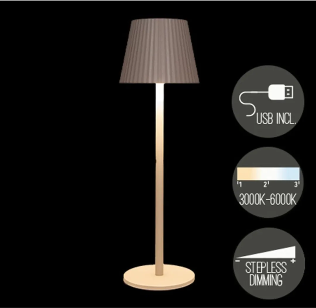 Anna's Collection Glambiance Portable Tafellamp - Beige - 36cm - USB Oplaadbaar