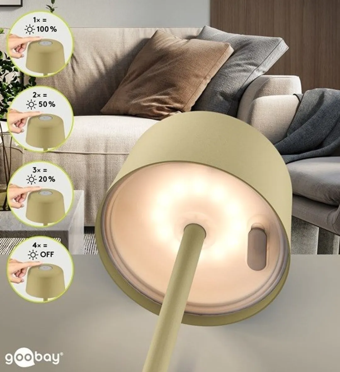 Goobay LED Tafellamp 2W 3000K Touch - Beige