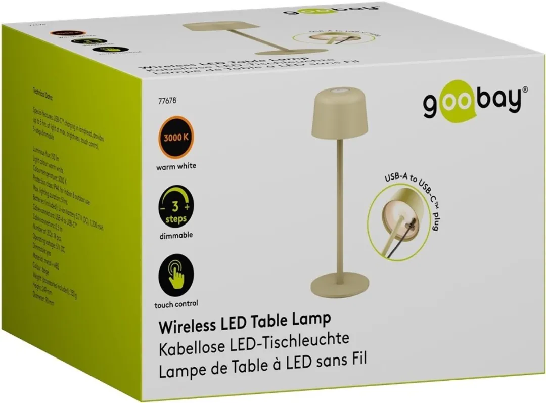 Goobay LED Tafellamp 2W 3000K Touch - Beige