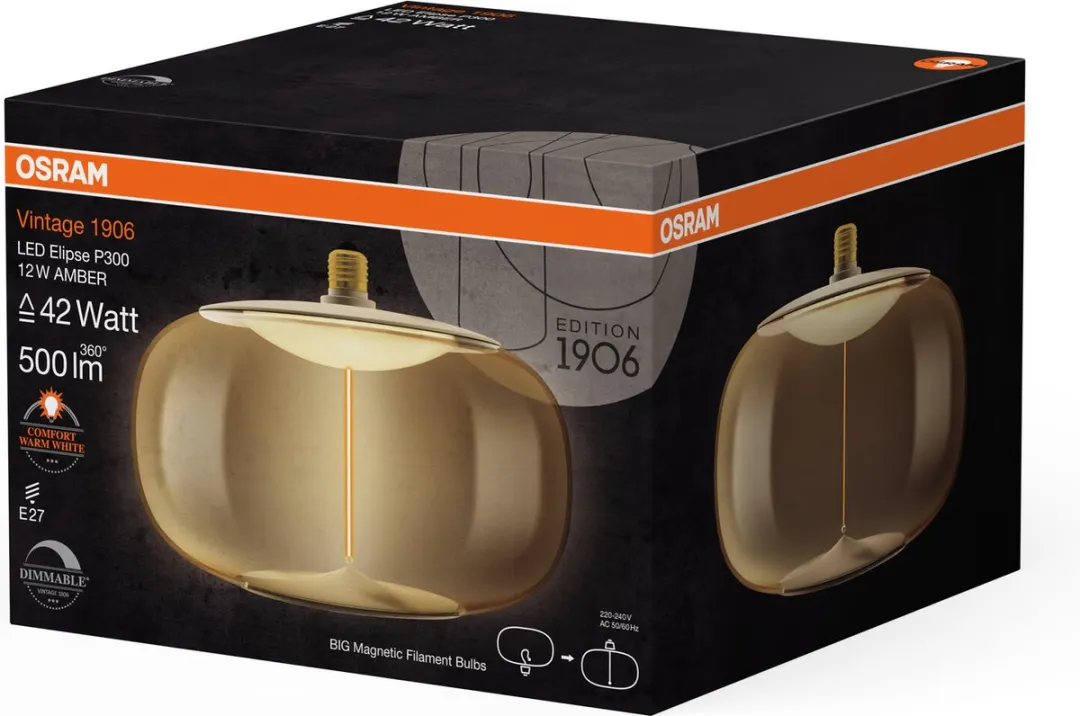 Osram Vintage 1906 Big Elipse LED Lamp 12W E27 - 500lm - Amber - 1800K