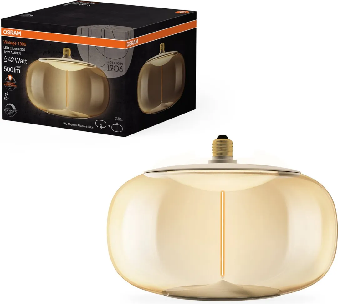 Osram Vintage 1906 Big Elipse LED Lamp 12W E27 - 500lm - Amber - 1800K