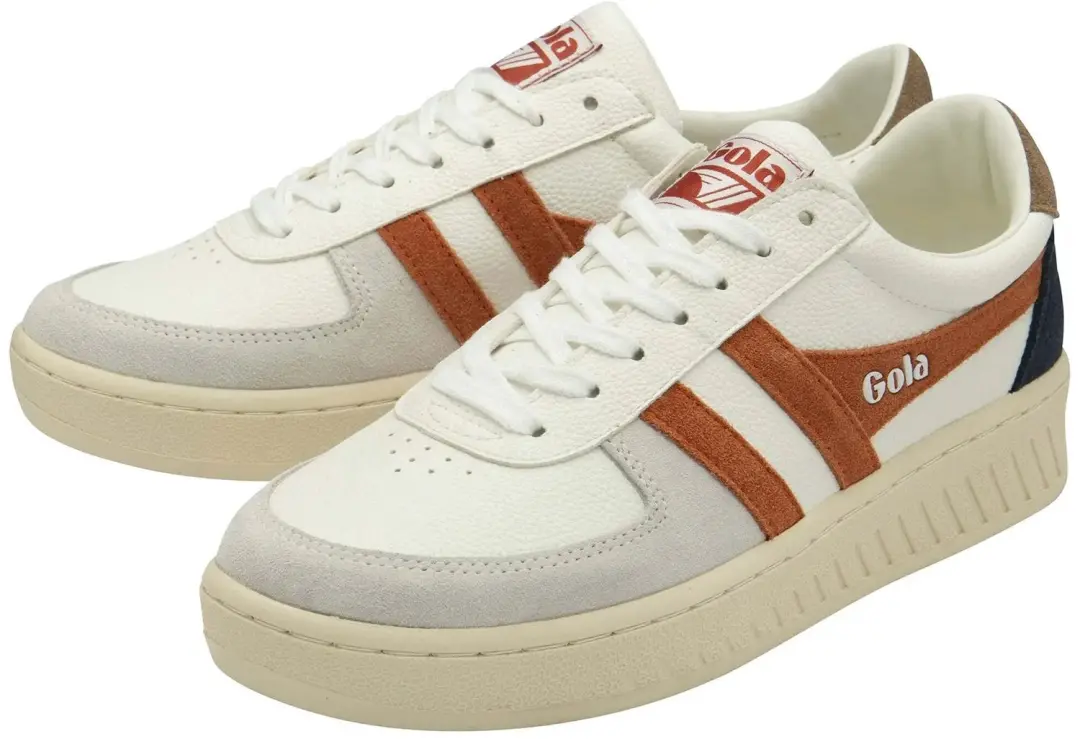 Gola Grandslam Trident Trainers - Wit/Oranje/Tabak - afbeelding 2 van 6