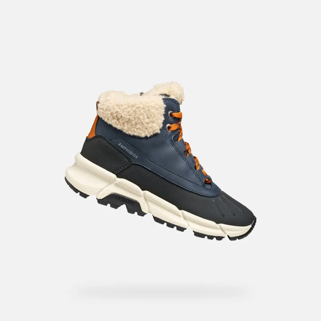 GEOX FLEXYPER PLUS ABX TIENERS - MARINEBLAUW/DONKERORANJE - Maat 31
