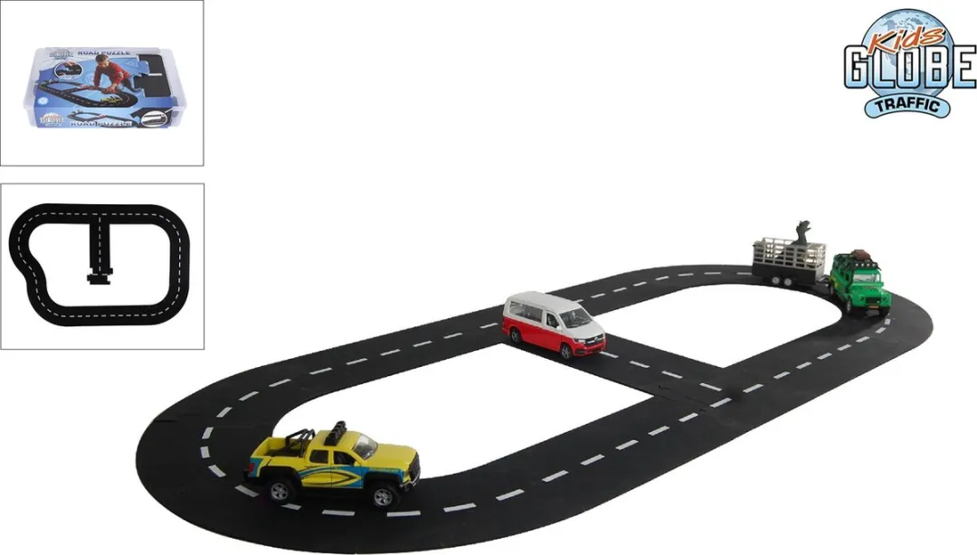 Kids Globe Autobaan Wegdelen 18-delig - Multi kleuren