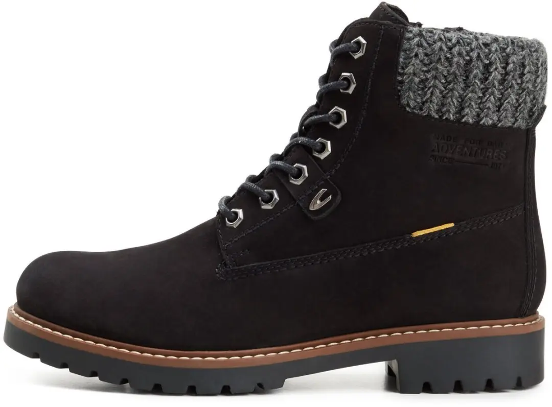 camel active Leather lace-up boots with knitted detailing