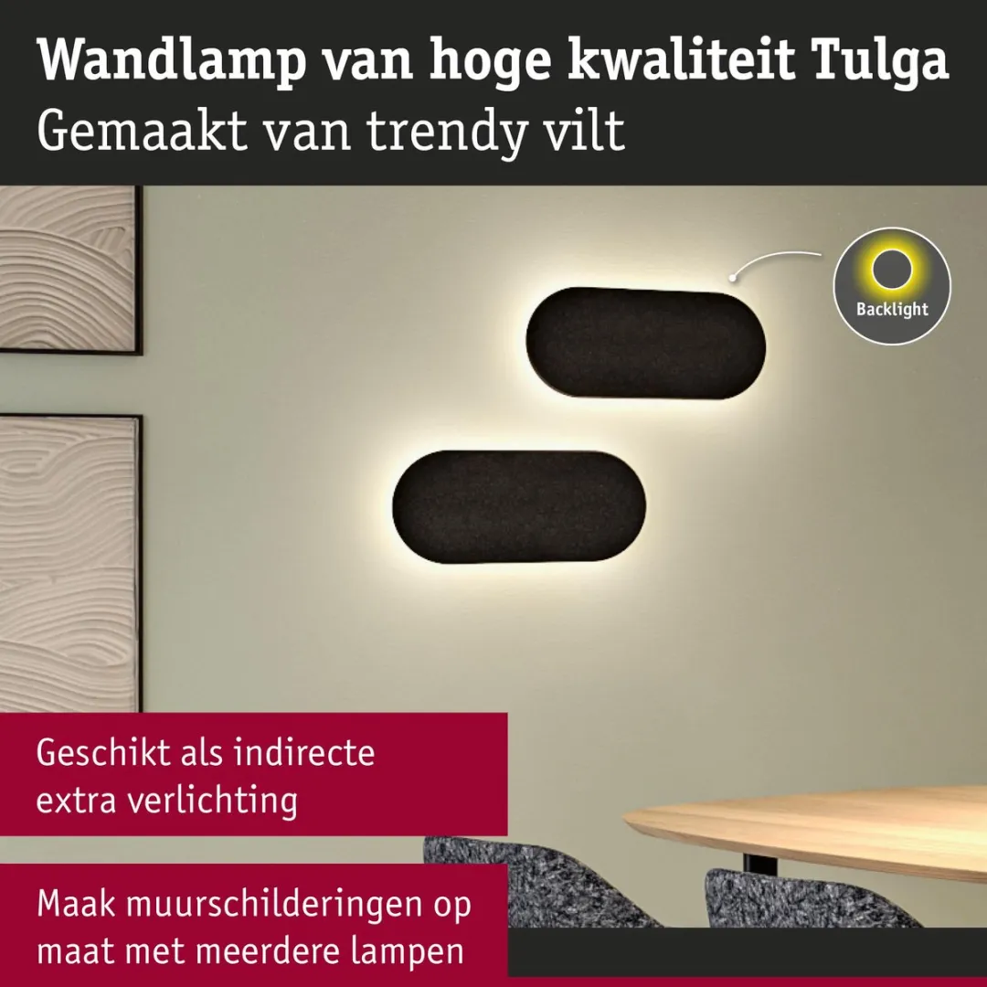 Paulmann Tulga LED Wandlamp 900lm 17W - Antraciet