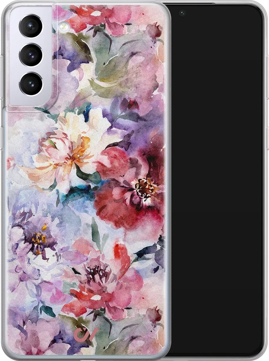 Casevibes Hoesje Samsung Galaxy S21 Bloemen Acryl - Roze