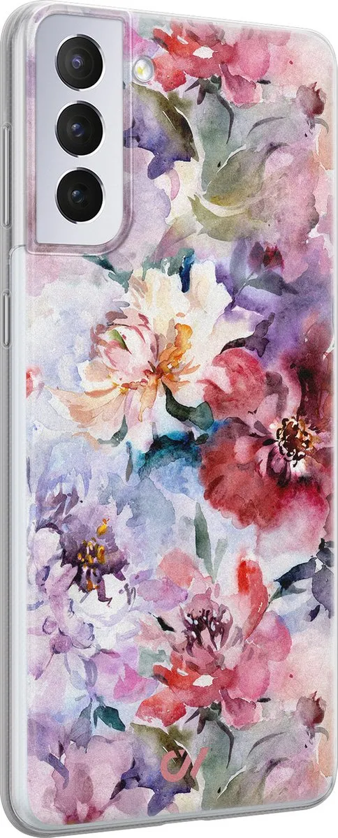 Casevibes Hoesje Samsung Galaxy S21 Bloemen Acryl - Roze
