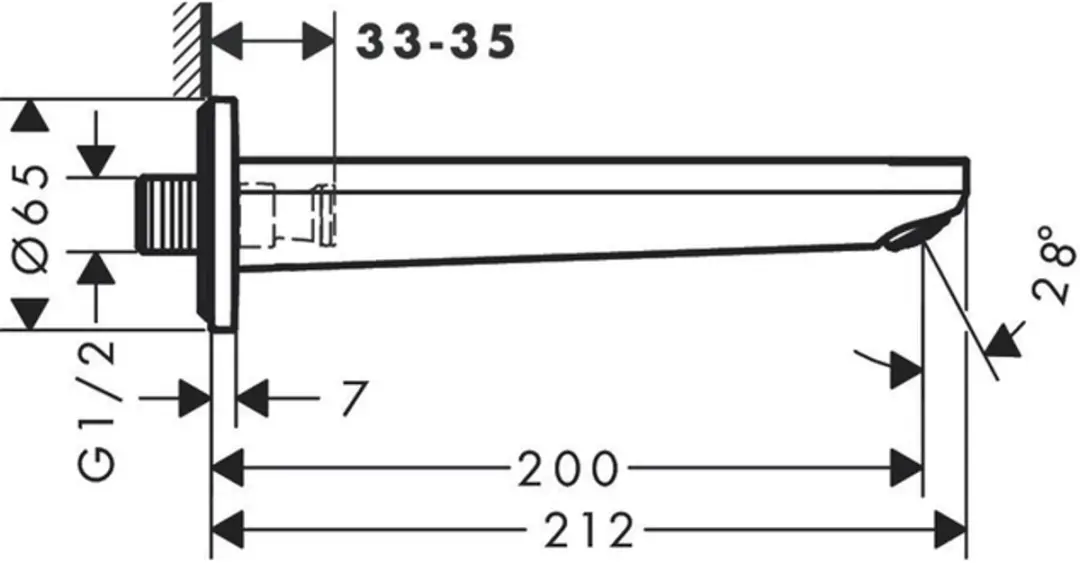 Hansgrohe Rebris E Baduitloop 20cm Chroom - afbeelding 3 van 6